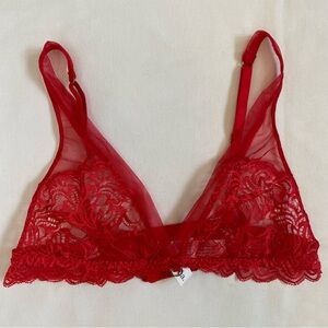 Antinea French Lace Bra Bralette Size Medium Red